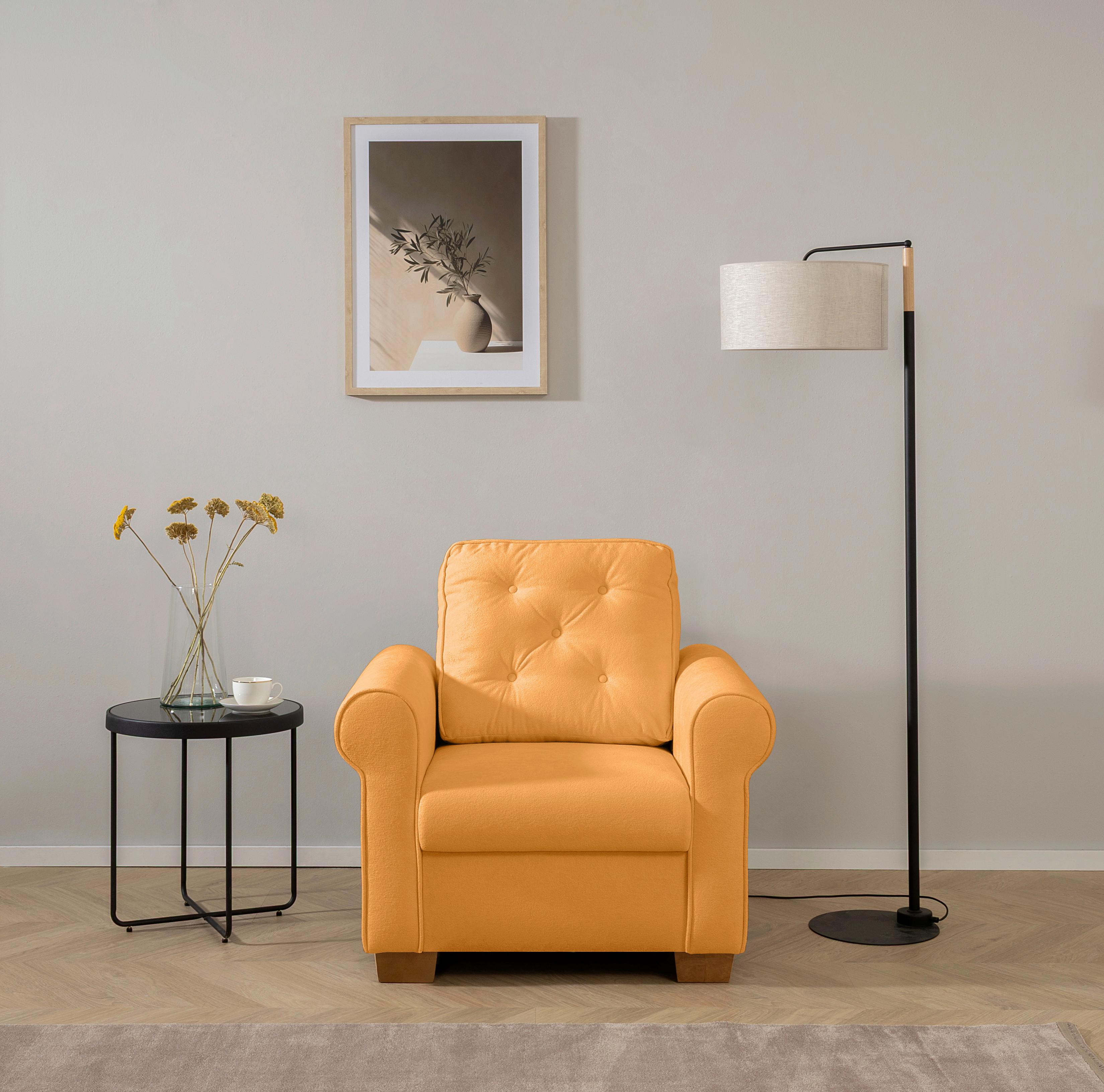 Sessel Arles, Gelb 35 B: 93 Cm - Gelb/Buchefarben, Design, Textil (93/89/82cm) - MID.YOU