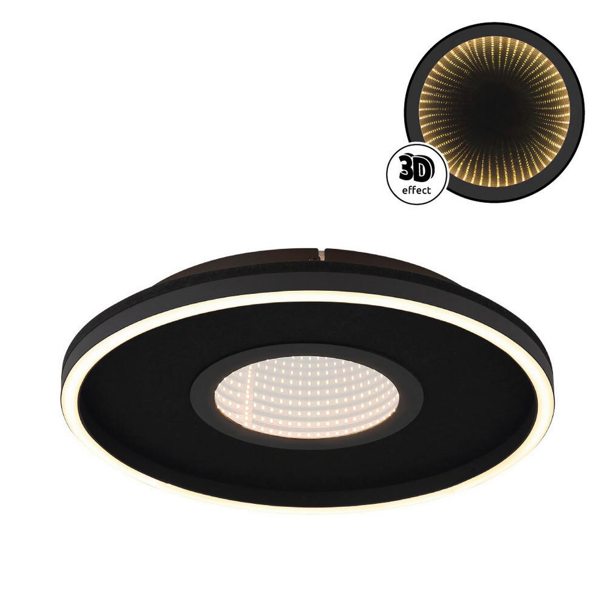 LED-Deckenleuchte Emory Schwarz Weiß Transparent - Transparent/Schwarz, Design, Kunststoff/Textil (39,7/6,3cm)