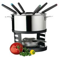 Fondue-set 6 Gabeln Edelstahl - Silberfarben/Schwarz, Trend, Metall (22/15,5/17cm) - Mäser
