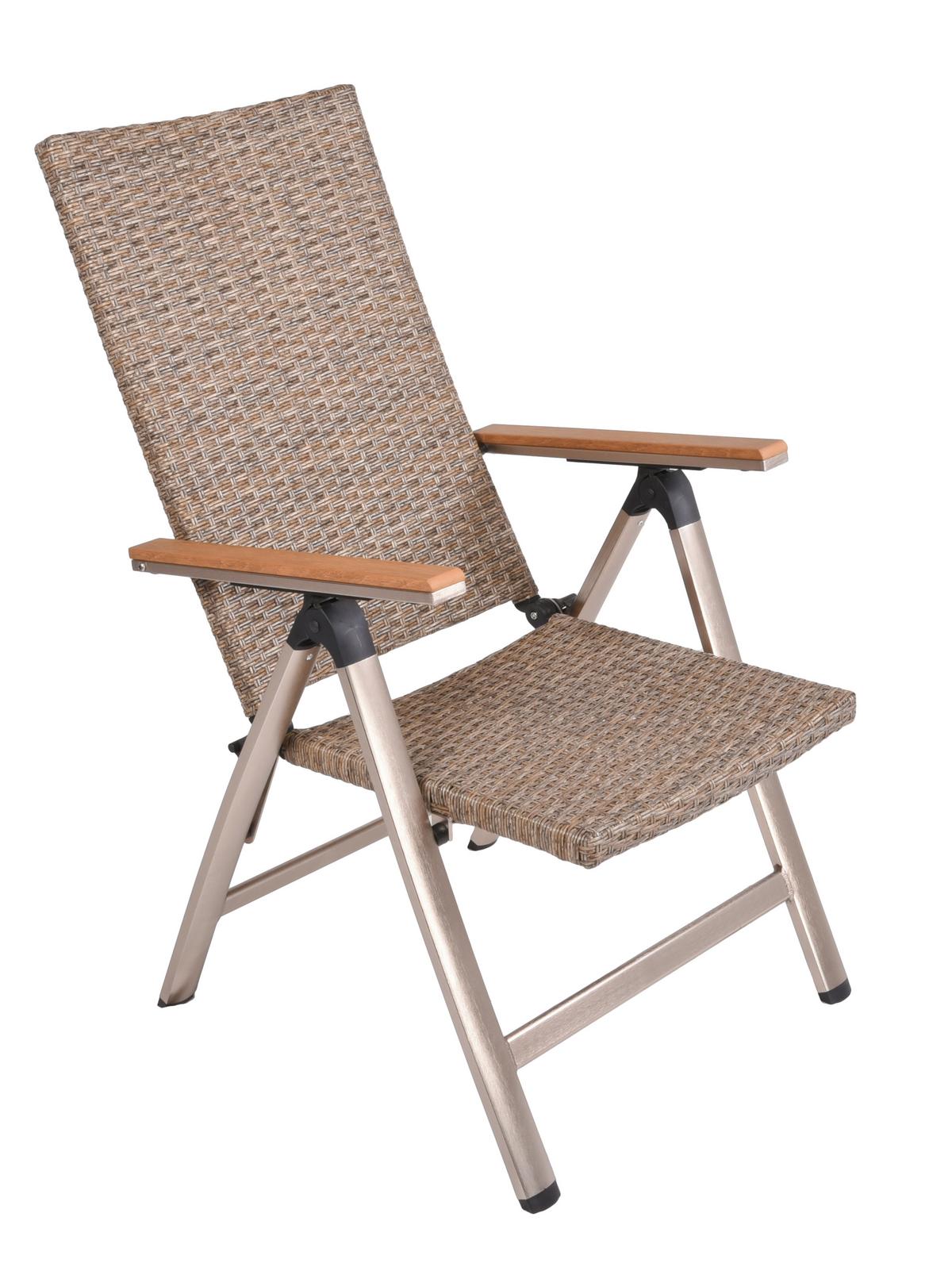 Gartenstuhl Florence - Champagner/Graubraun, Basics, Kunststoff/Metall (59/108/70cm) - Gardenson