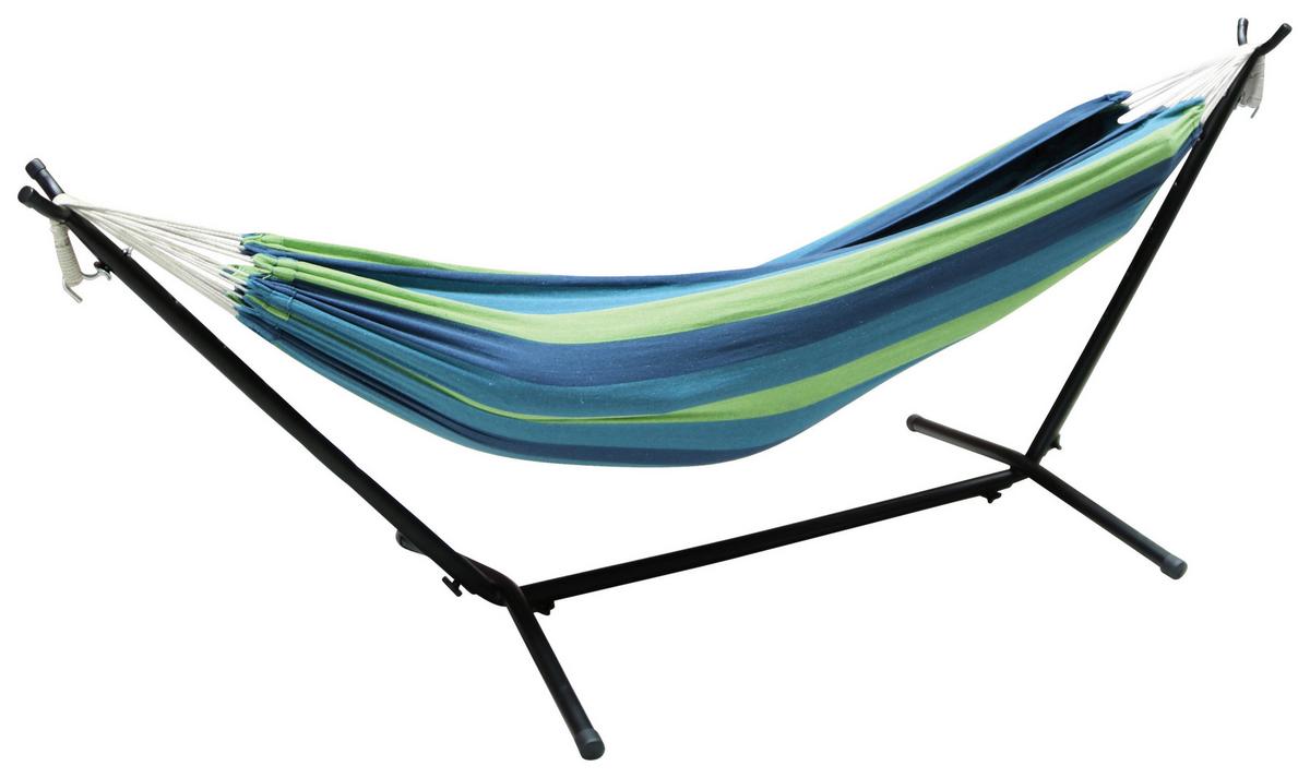 Hängematte mit Gestell Multicolor - Multicolor/Schwarz, Basics, Textil/Metall (270/120/115cm)