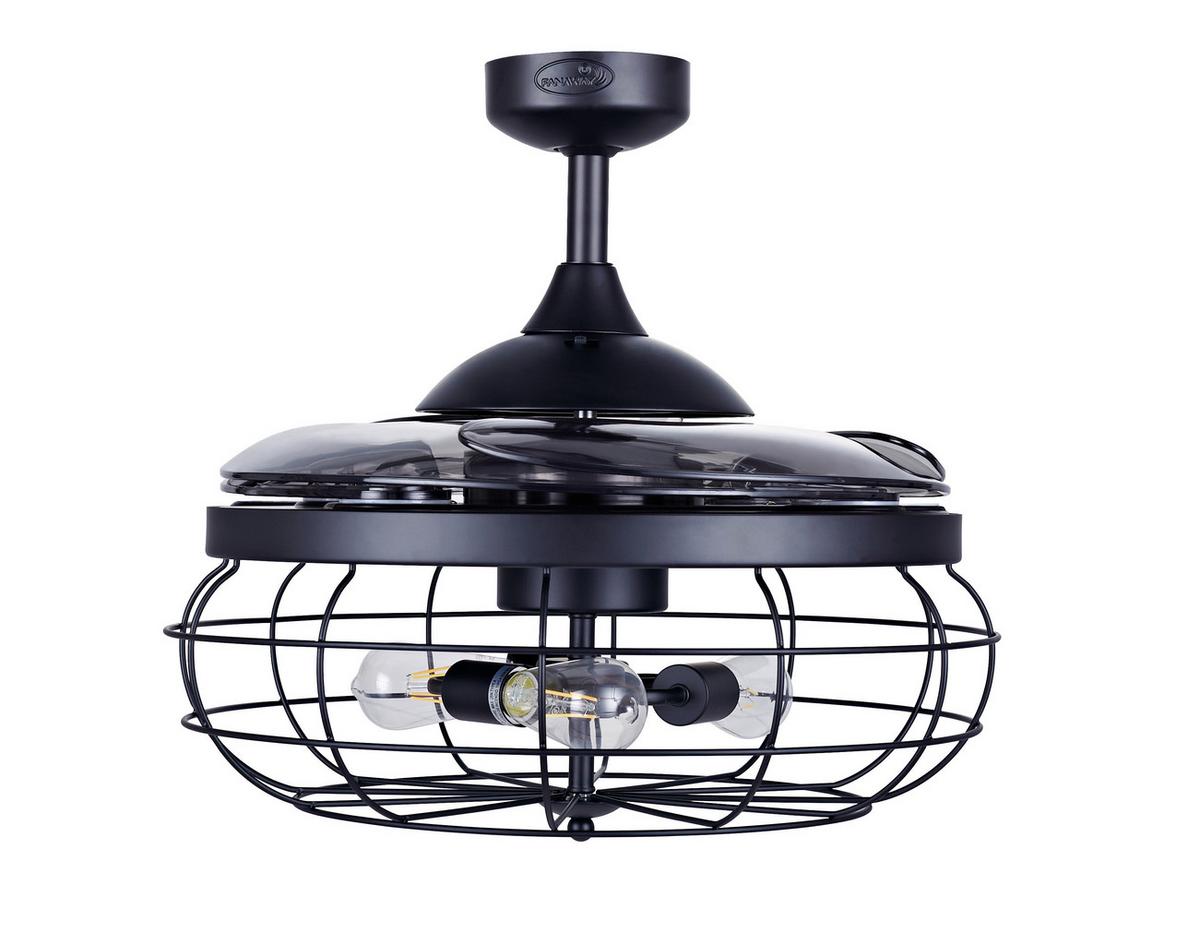 Deckenventilator Fanaway Industri Schwarz 4-Flügel - Transparent/Schwarz, Design, Kunststoff/Metall (122/50cm) - P & B