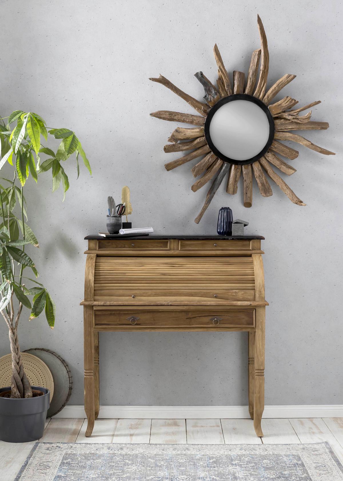 Sekretär Teakholz B: 100cm - Naturfarben, Design, Holz (100/106/41cm) - MID.YOU