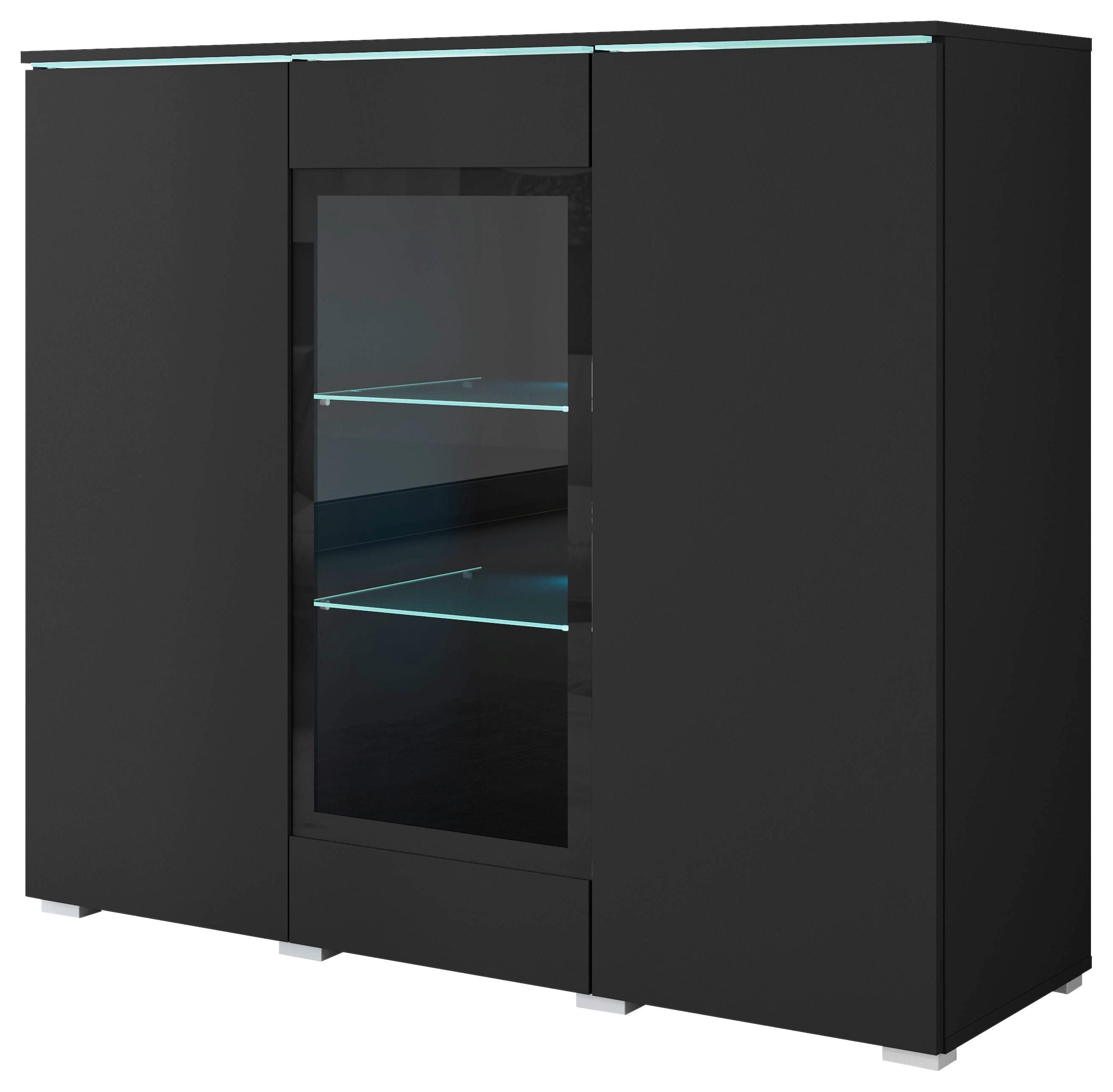 Higboard Vera Schwarz B: 120cm - Schwarz/Grau, Trend, Glas/Holzwerkstoff (120/103,3/39,5cm) - P & B