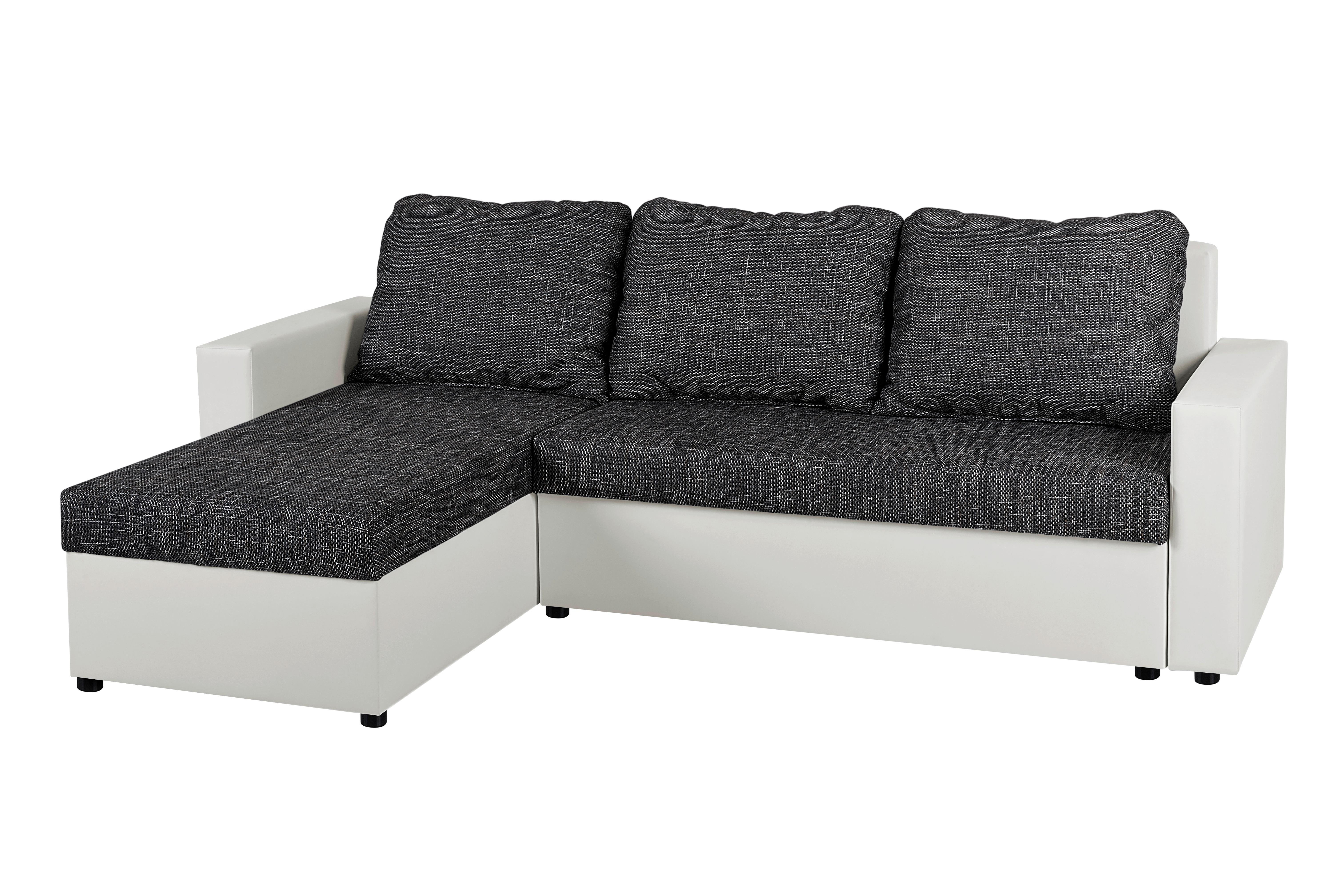 ECKSOFA Hit Schwarz, Weiß S: 147x228cm - Schwarz/Weiß, Design, Holzwerkstoff/Textil (147/228cm) - P & B