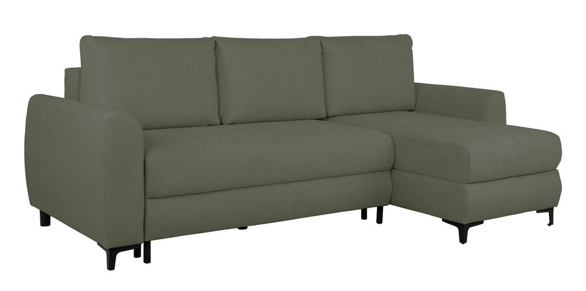 Ecksofa Moli, Grün S: 236x148 cm - Schwarz/Grün, Design, Textil (236/148cm) - MID.YOU