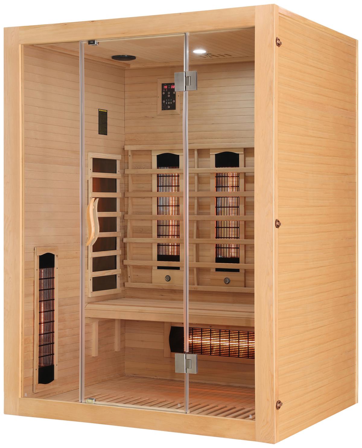 Infrarotkabine 3 Personen Lbh: 150x120x200 - Naturfarben, KONVENTIONELL, Holz (150/120/200cm) - Sanotechnik