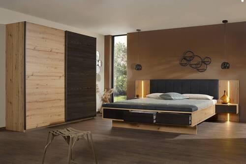 Schwebetürenschrank Apollon Eiche Artisan/schwarz B: 226cm - Schwarz/Eiche Artisan, MODERN, Holzwerkstoff (226/210/62cm) - Rauch Möbel