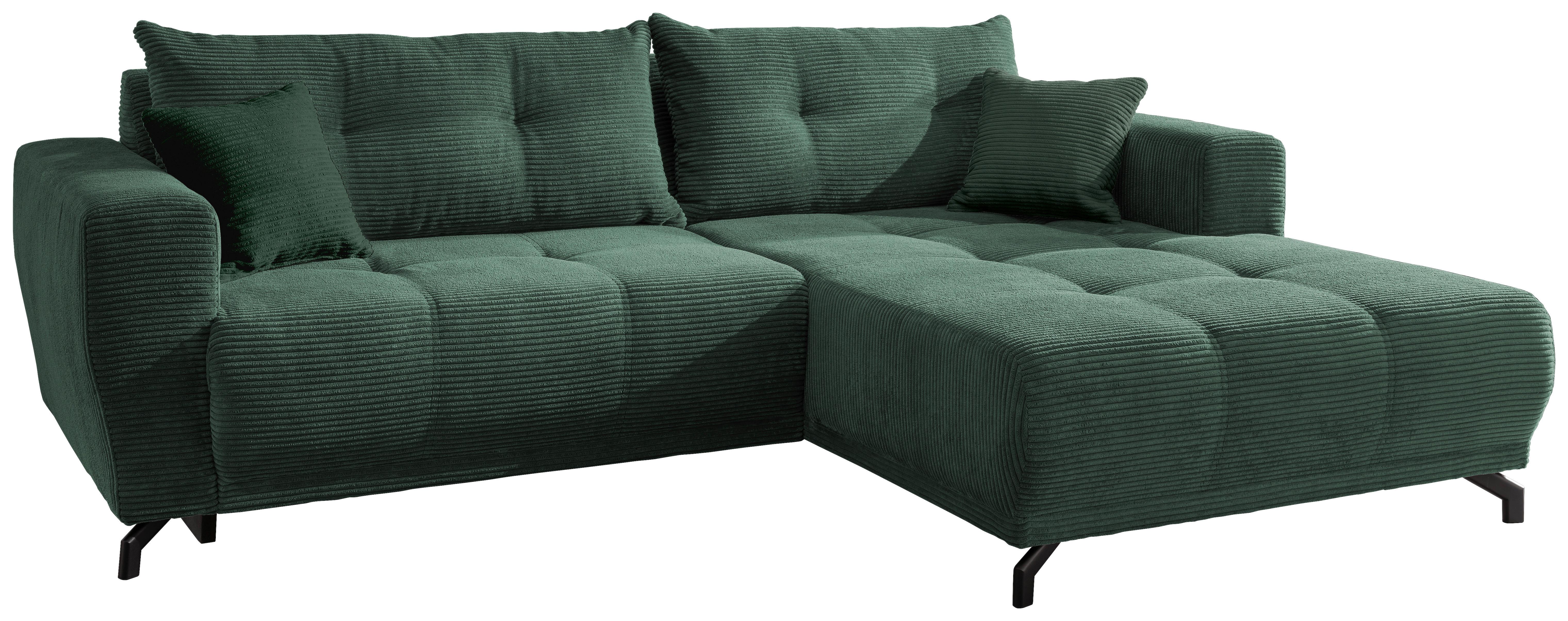 Ecksofa Liegefunktion Restato Dunkelgrün - Dunkelgrün/Schwarz, MODERN, Textil (246/177cm) - MID.YOU