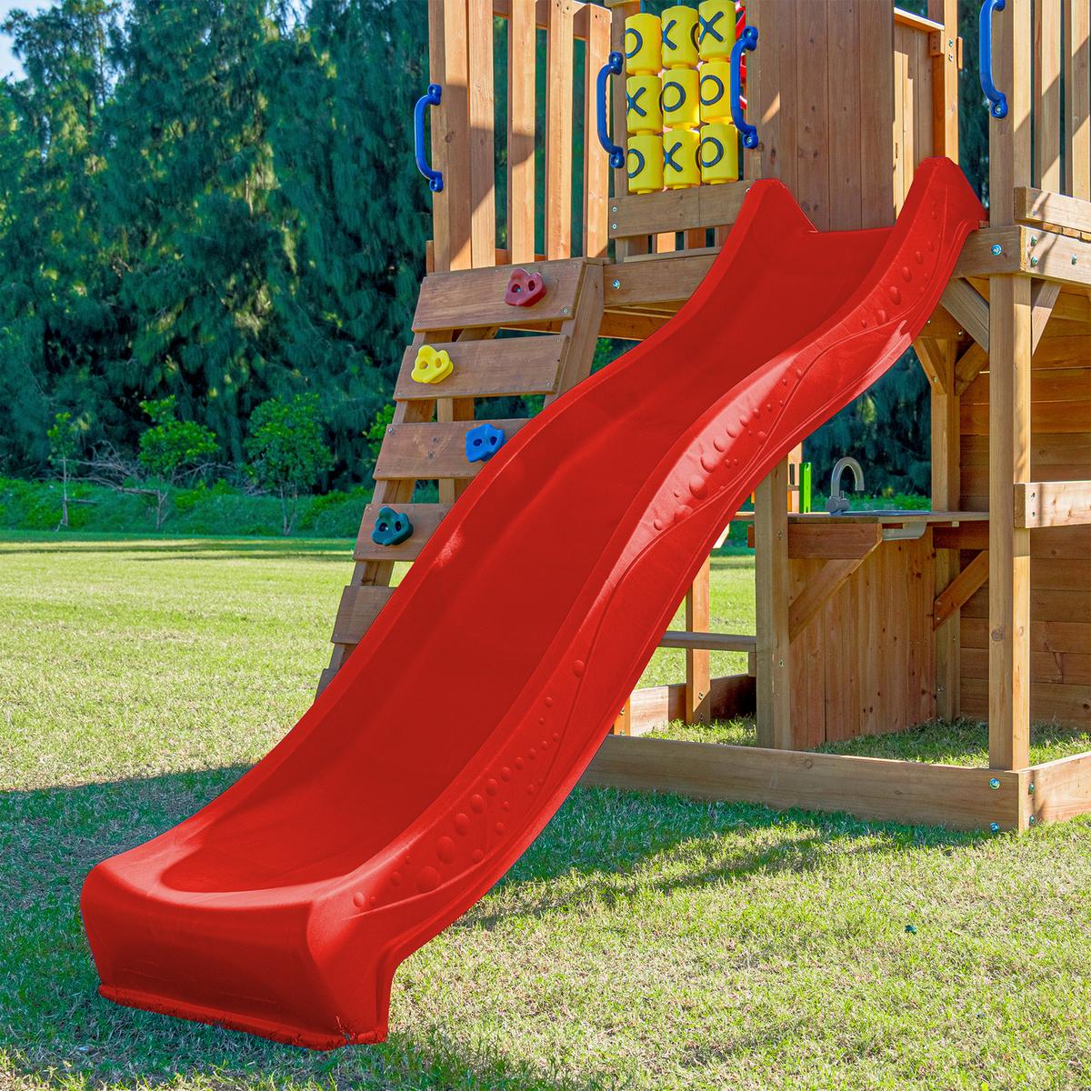 Spielturm Mit Rutsche Rot - Anthrazit/Rot, Basics, Holz/Kunststoff (435/410/305cm) - Ambia Garden