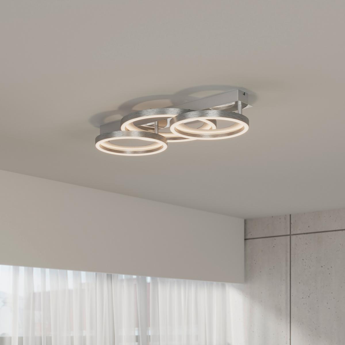LED-DECKENLEUCHTE CILIA - Chromfarben/Silberfarben, Basics, Kunststoff/Metall (58,5/30,4/8cm) - Luca Bessoni