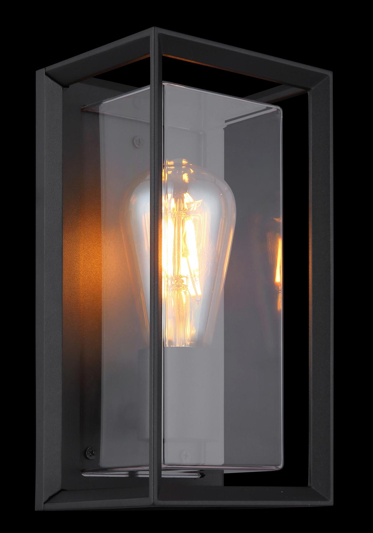 Außenleuchte 31982s - Klar/Schwarz, KONVENTIONELL, Kunststoff/Metall (13/12,2/24,8cm) - Globo