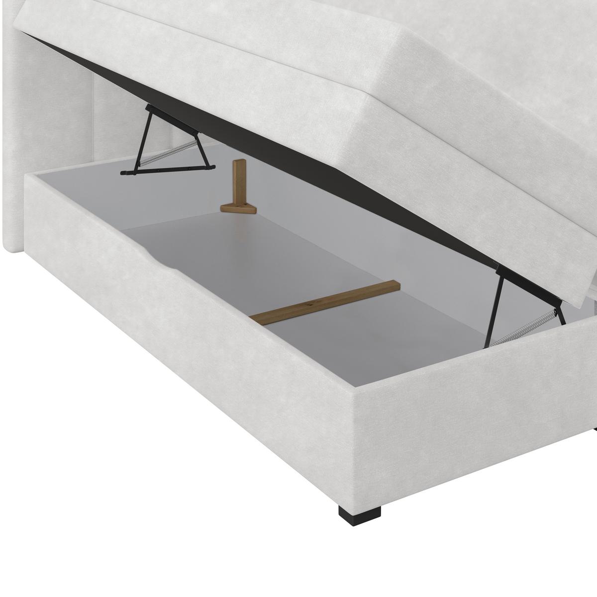 Boxspringbett mit Topper & Bettkasten 160x200 Lauro - Creme/Schwarz, Trend, Textil (160/200cm)