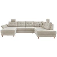 Wohnlandschaft Brizzini mit Schlaffunktion, Beige - Beige/Naturfarben, MODERN, Textil (176/338-352/206cm) - Livetastic