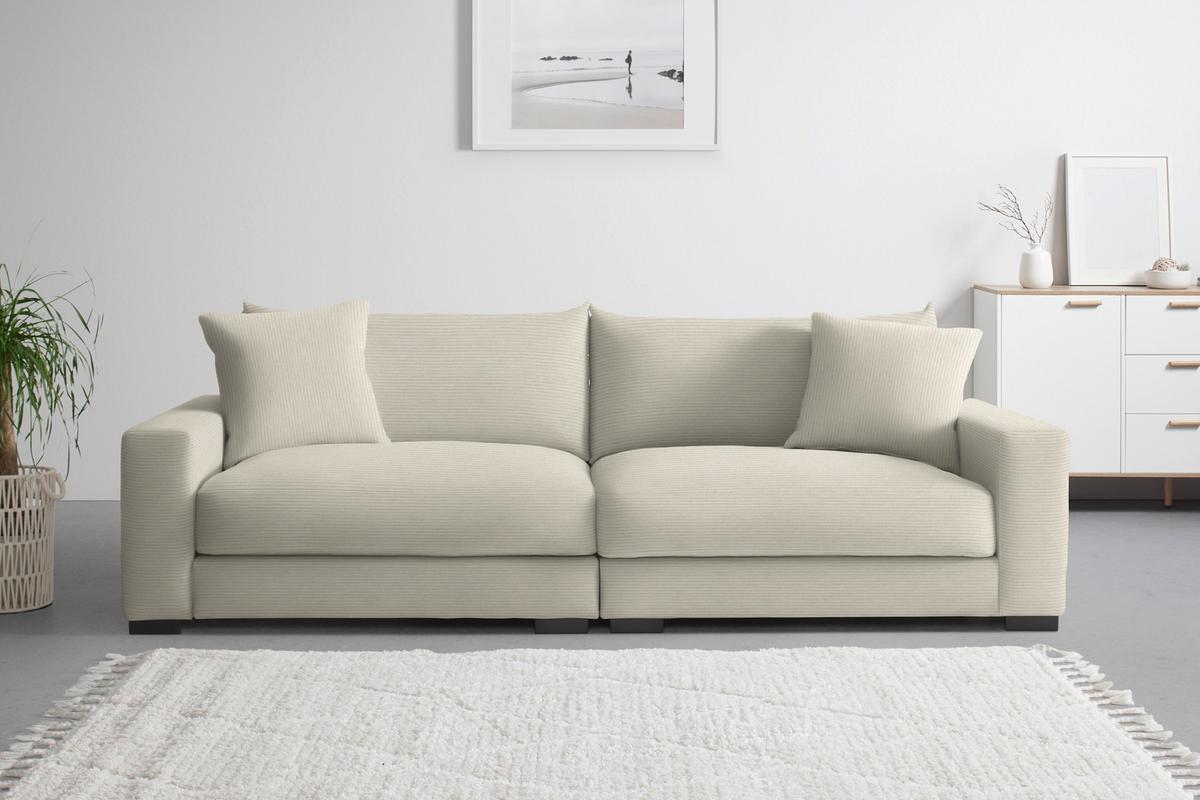 Mega pohovka PEDRO 1200, krémový manšestr - krémová, Moderní, kov/dřevo (261/83/124cm) - Mömax