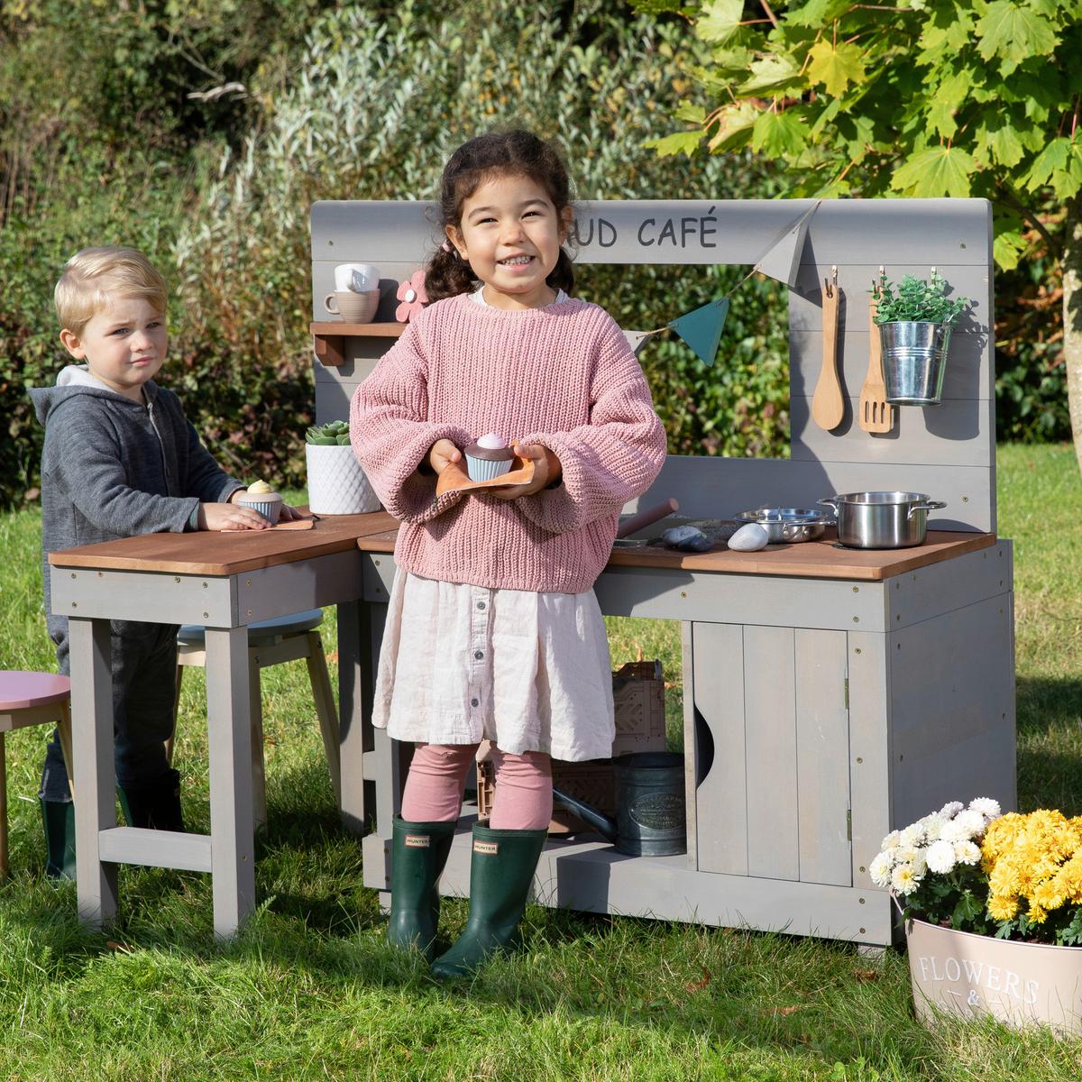 Matschküche Grau - Grau, Basics, Holz/Kunststoff (110/71,5/100cm) - MUDDY BUDDY