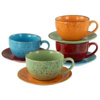 Schüsselset Mediterran 8 Stück Rund - Rot/Orange, Design, Keramik (10,5/6,5/10,5cm) - Creatable