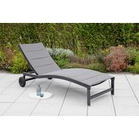 Sonnenliege San Marino Metall/ Textil verstellbar mit Räder - Graphitfarben/Grau, KONVENTIONELL, Textil/Metall (70/37,5/207cm) - Gardenson