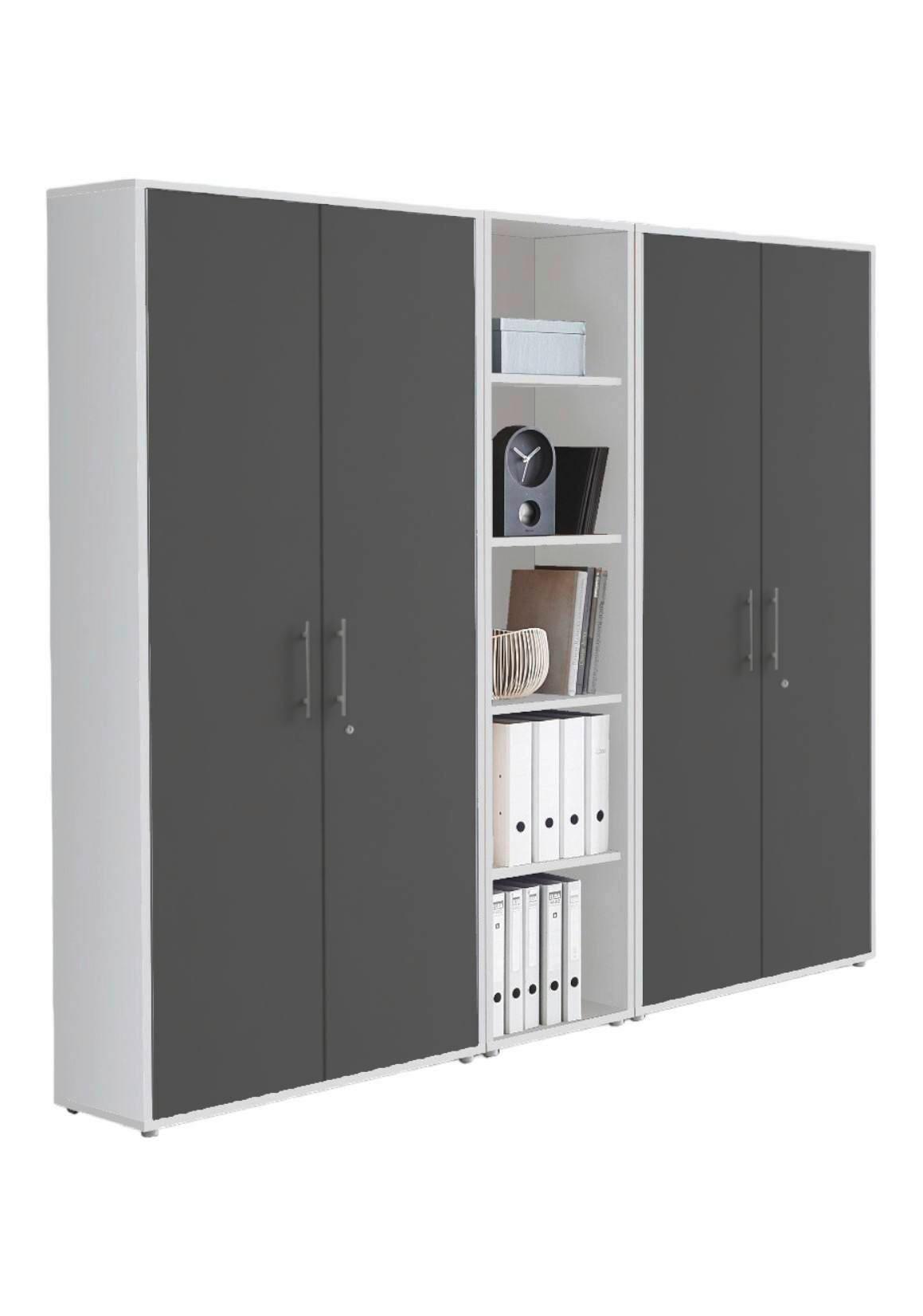 AKTENSCHRANK OFFICE EDITION - SW SET 10 - Anthrazit/Weiß, MODERN, Holzwerkstoff (212,9/185,6/33cm) - MID.YOU