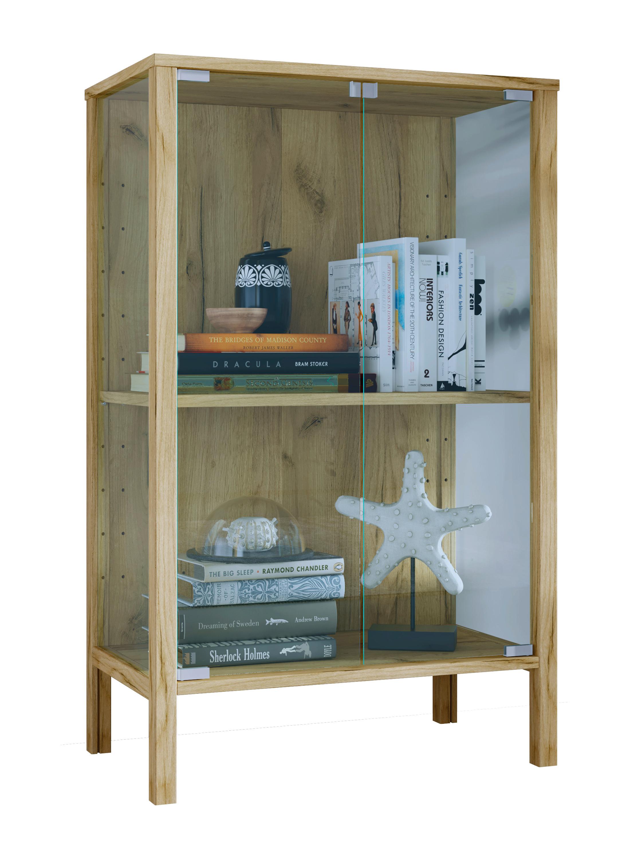 Vitrine Jensol Honigeiche B: 60 cm - Honigeiche/Klar, Design, Glas/Holzwerkstoff (60/80/35cm) - Livetastic