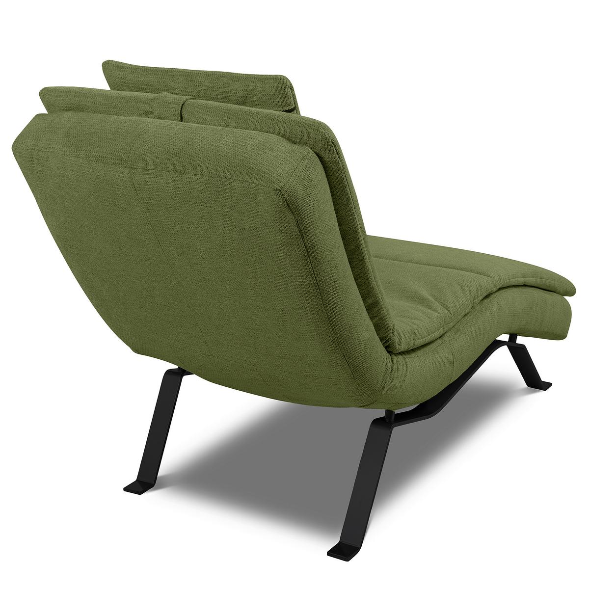 RELAXLIEGE Grün, B: 65 cm - Schwarz/Grün, Design, Leder (65/95/171cm) - Celina Home