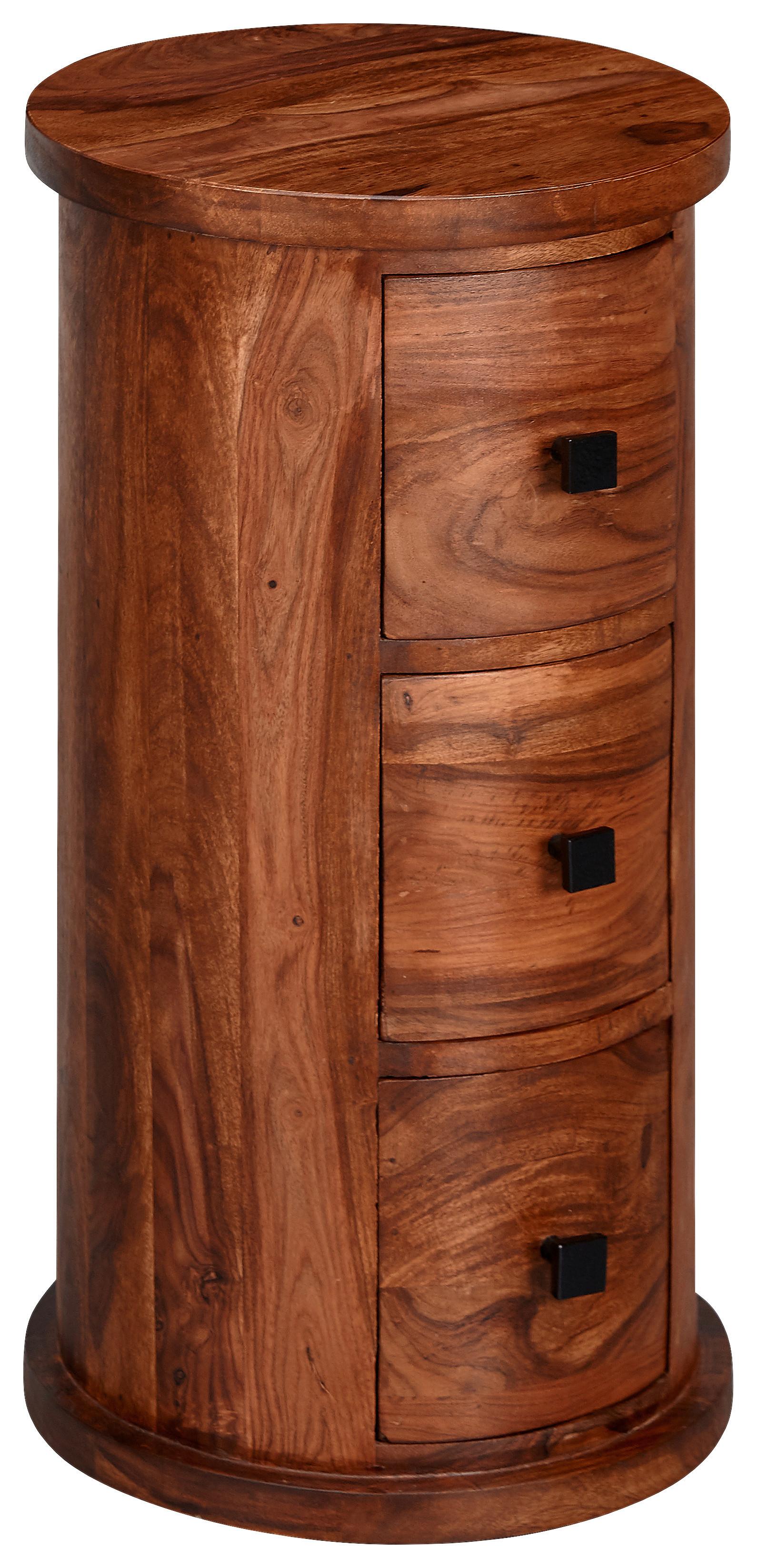 Kommode Echtholz Rund B: 35 Cm, Sheesham - Sheeshamfarben, KONVENTIONELL, Holz (35/65/35cm) - MID.YOU