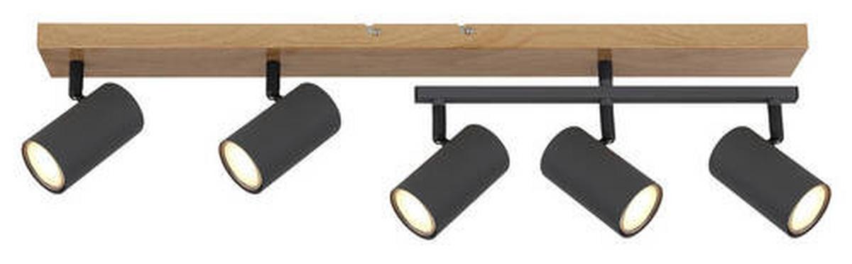 Strahler 5-Flammig verstellbar L: 70 cm - Graphitfarben, Design, Metall (70/35/17cm) - Globo