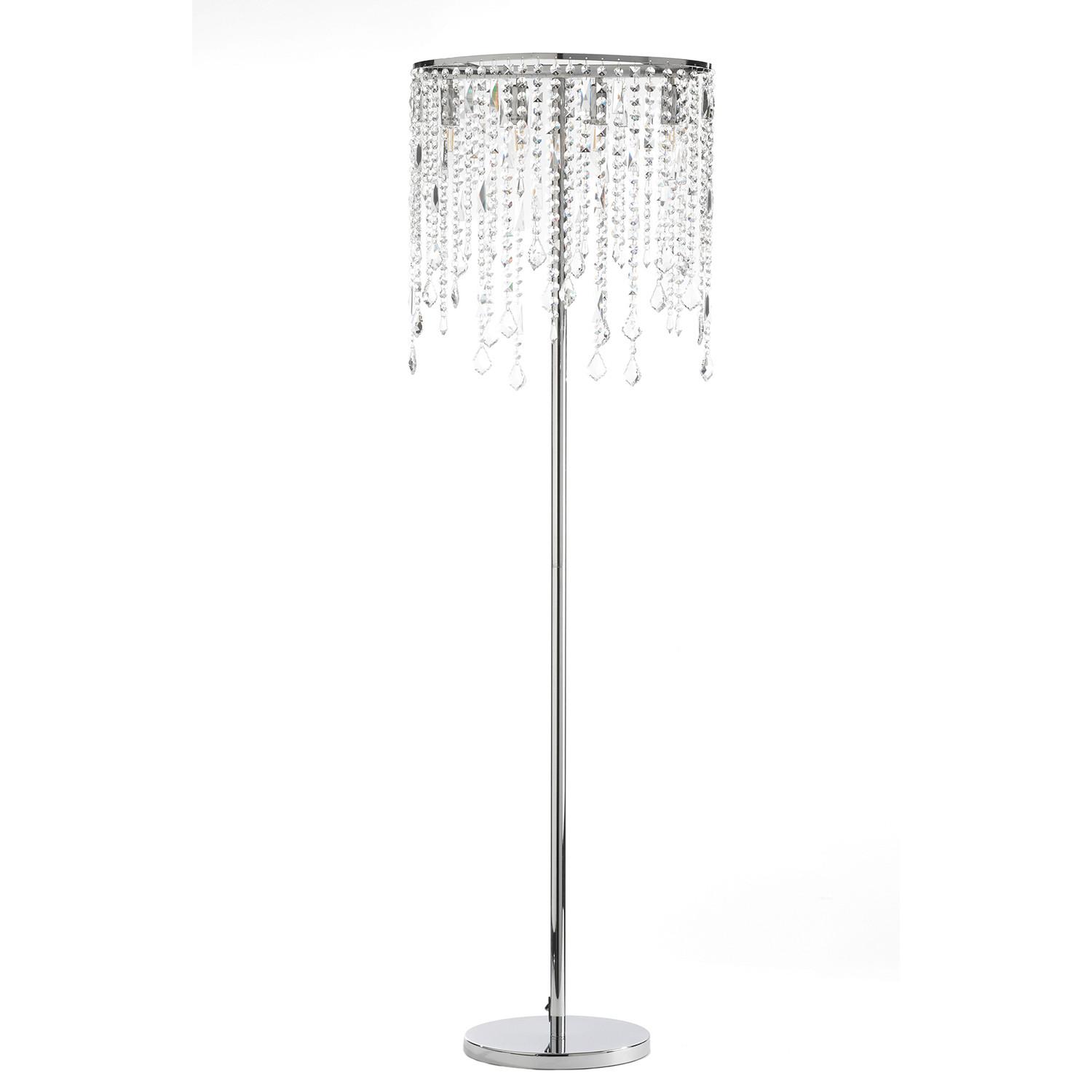 Stehleuchte Chromfarben Hellgrau L: 50 cm - Chromfarben/Hellgrau, Design, Glas/Kunststoff (50/30/158cm)