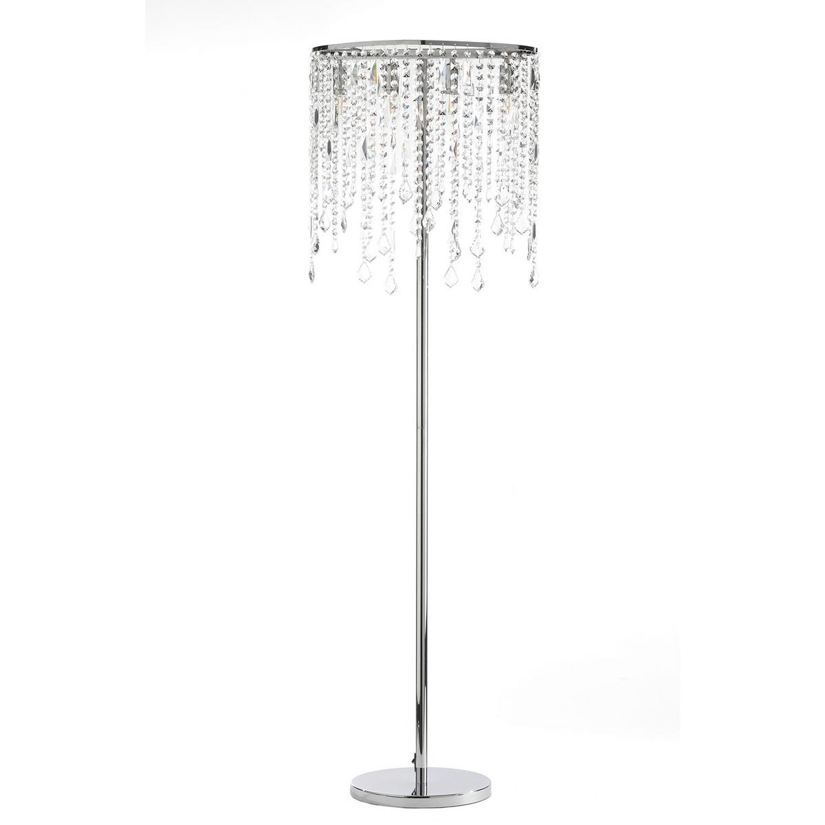 Stehleuchte Chromfarben Hellgrau L: 50 cm - Chromfarben/Hellgrau, Design, Glas/Kunststoff (50/30/158cm)