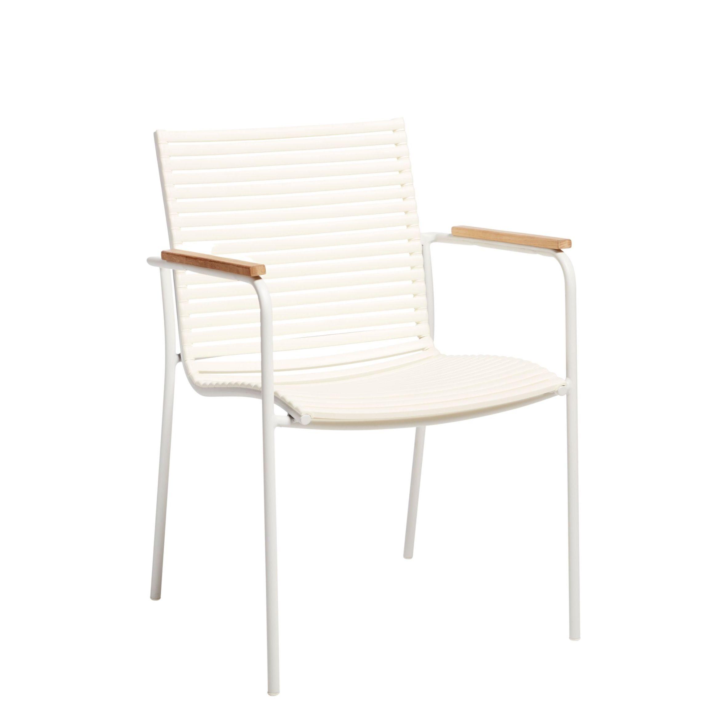 Gartensessel Stapelbar Mood Mood - Weiß/Teakfarben, Natur, Holz/Kunststoff (60/84/56cm) - Gardenson