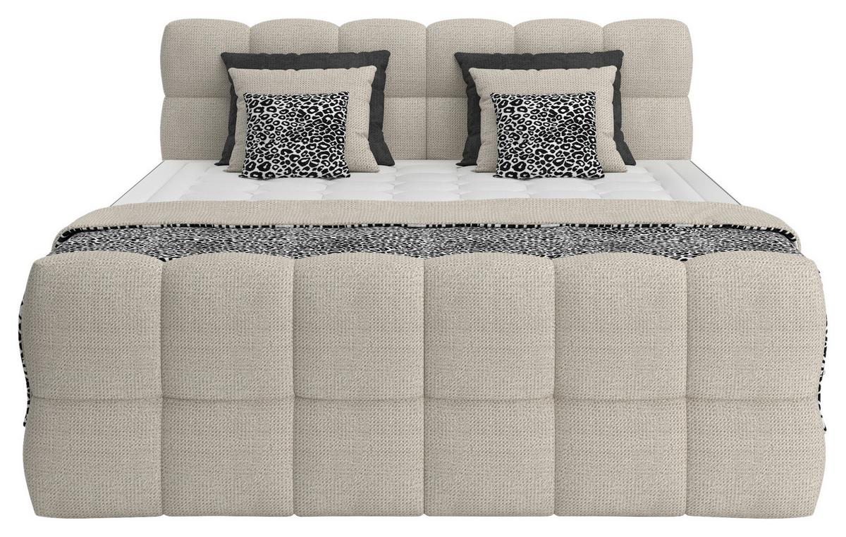 BOXSPRINGBETT inkl. Bettkasten 160x200 - Creme/Schwarz, Trend, Holz/Holzwerkstoff (160/200cm) - Sembella