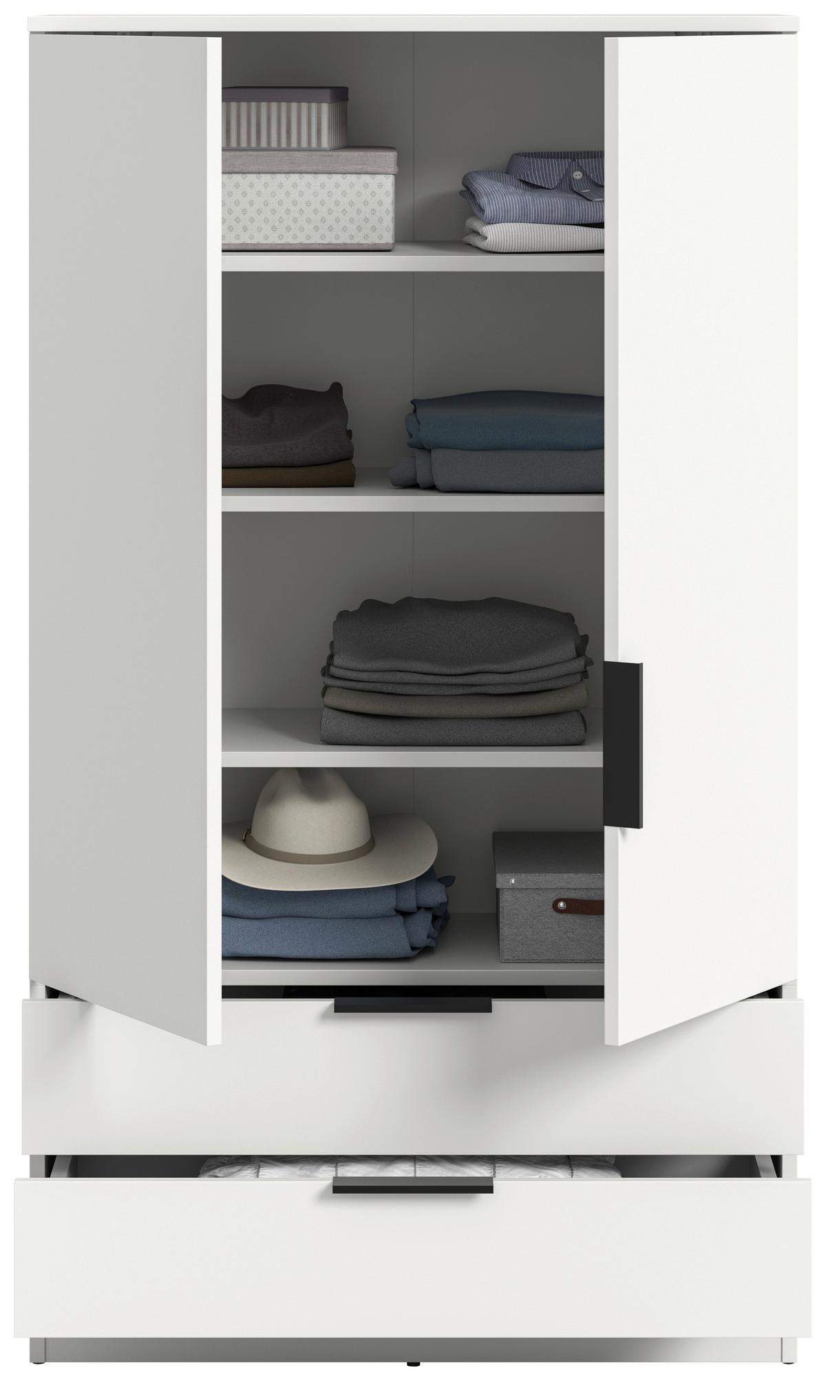 DREHTÜRENSCHRANK Kopenhagen Weiß B: 80cm - Weiß, MODERN, Holzwerkstoff (80/140/37cm) - Livetastic