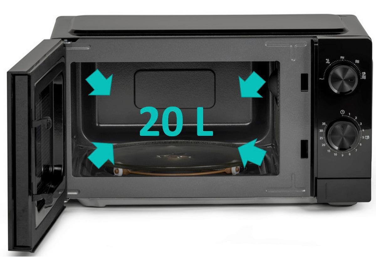 MIKROWELLE 20 Liter, 700W - Schwarz, Basics, Glas/Kunststoff (44,6/24,2/35,2cm) - Gorenje