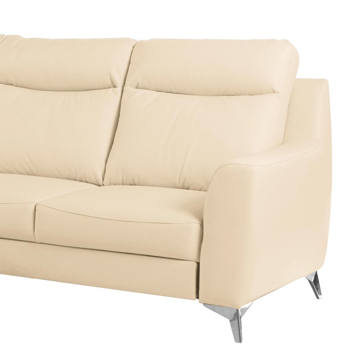 Ecksofa Gio Beige S: 168x236 Cm - Chromfarben/Beige, Design, Leder/Textil (168/236cm) - Livetastic
