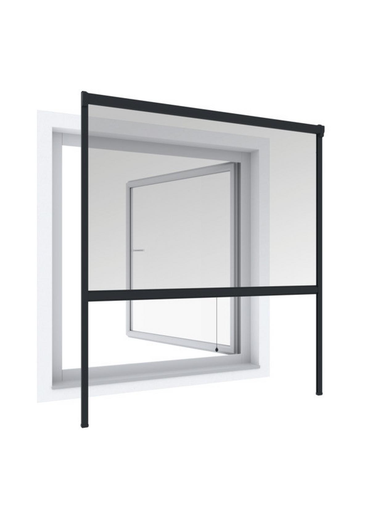 Fliegengitter Fenster 160x160 Cm Anthrazit Ohne Bohren - Anthrazit, Basics (160/160cm)