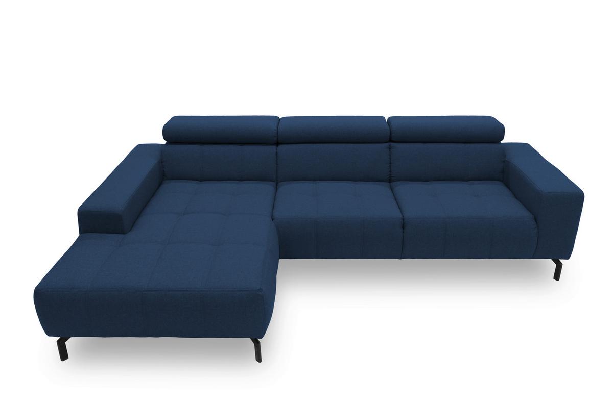 Gepolstertes Ecksofa in Dunkelblau mit Armlehnen