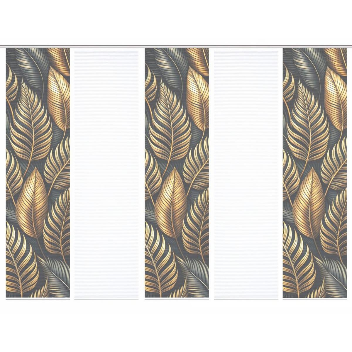 Flächenvorhang Zedric 5er Set - Anthrazit/Goldfarben, Natur, Textil (60/245cm)