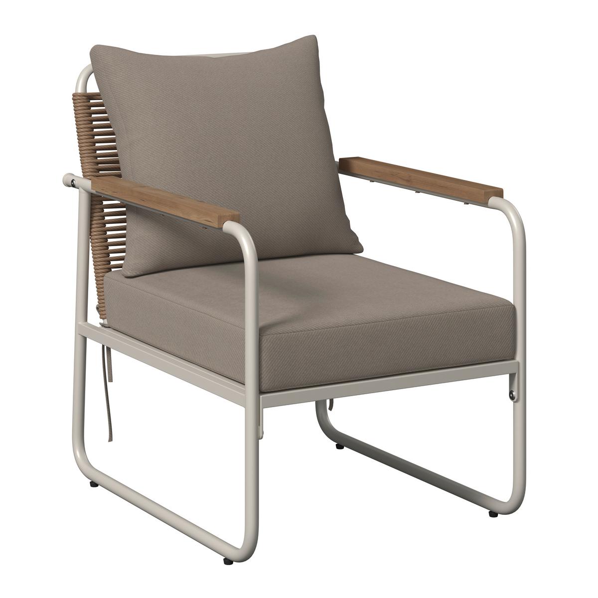 Loungegarnitur Portofino - Creme/Weiß, MODERN, Holz/Kunststoff (77/71/116cm) - Beldano