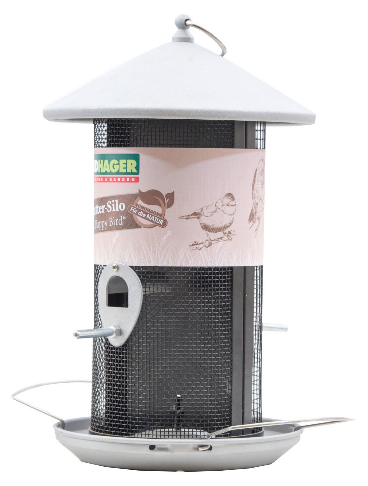 Vogelfuttersilo Happy Bird Bxhxt: 26x31x19 Cm - Silberfarben, Basics, Metall (26/31/19cm) - Windhager