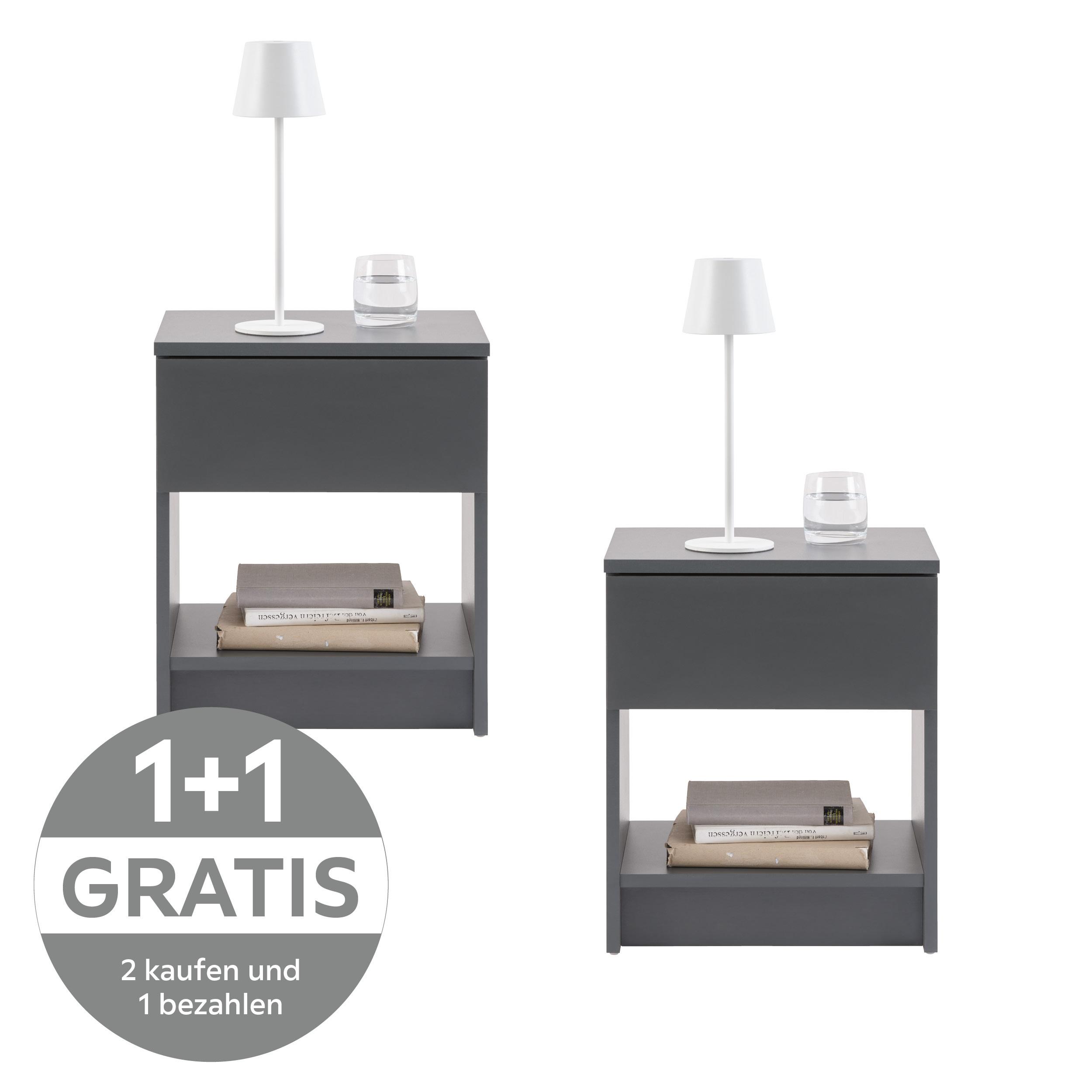 Nachtkästchen Anthrazit H: 40 Ribe - Anthrazit, Basics, Holzwerkstoff (40/48/30cm) - P & B
