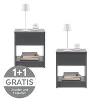 Nachtkästchen Anthrazit H: 40 Ribe - Anthrazit, Basics, Holzwerkstoff (40/48/30cm) - P & B