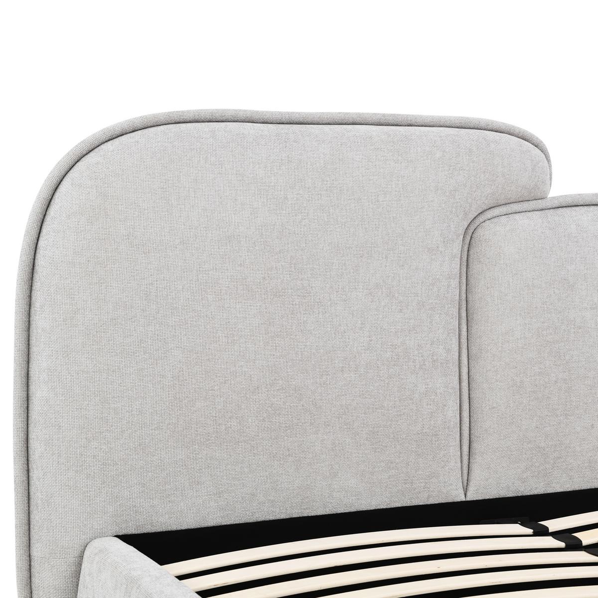 Čalouněná postel EMBRACE 160x200 cm, světle šedá - černá/barvy dubu, Moderní, kov/dřevo (160/200cm) - Bessagi Home