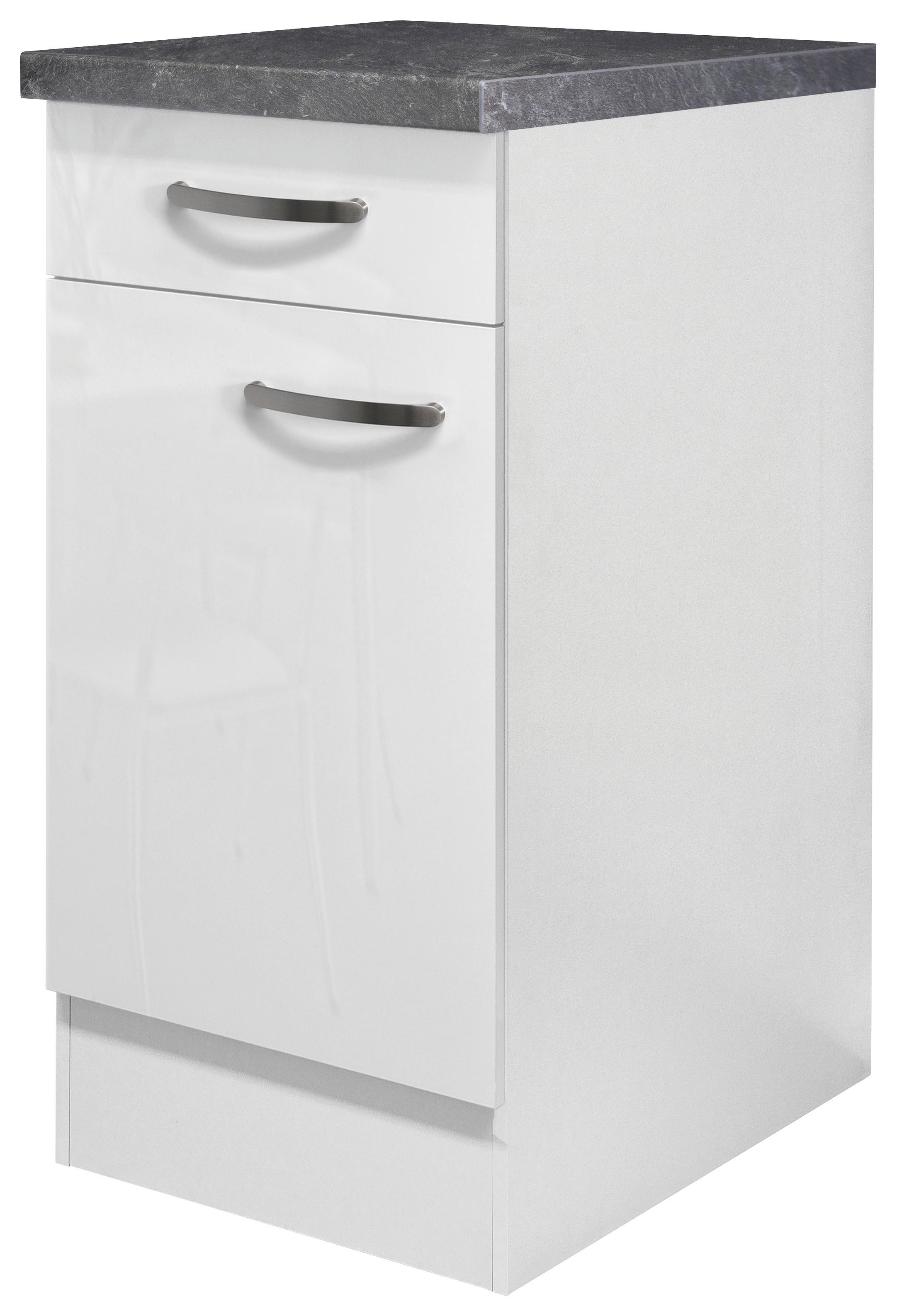 Küchenunterschrank Alba B: 40 cm Weiß/Schiefer mit Lade - Schieferfarben/Weiß Hochglanz, MODERN, Holzwerkstoff (40/86/60cm)