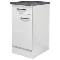 Küchenunterschrank Alba B: 40 Cm Weiß/schiefer Mit Lade - Schieferfarben/Weiß Hochglanz, MODERN, Holzwerkstoff (40/86/60cm)