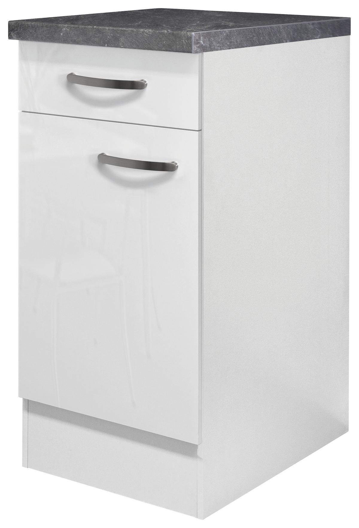 Küchenunterschrank Alba B: 40 Cm Weiß/schiefer Mit Lade - Schieferfarben/Weiß Hochglanz, MODERN, Holzwerkstoff (40/86/60cm)
