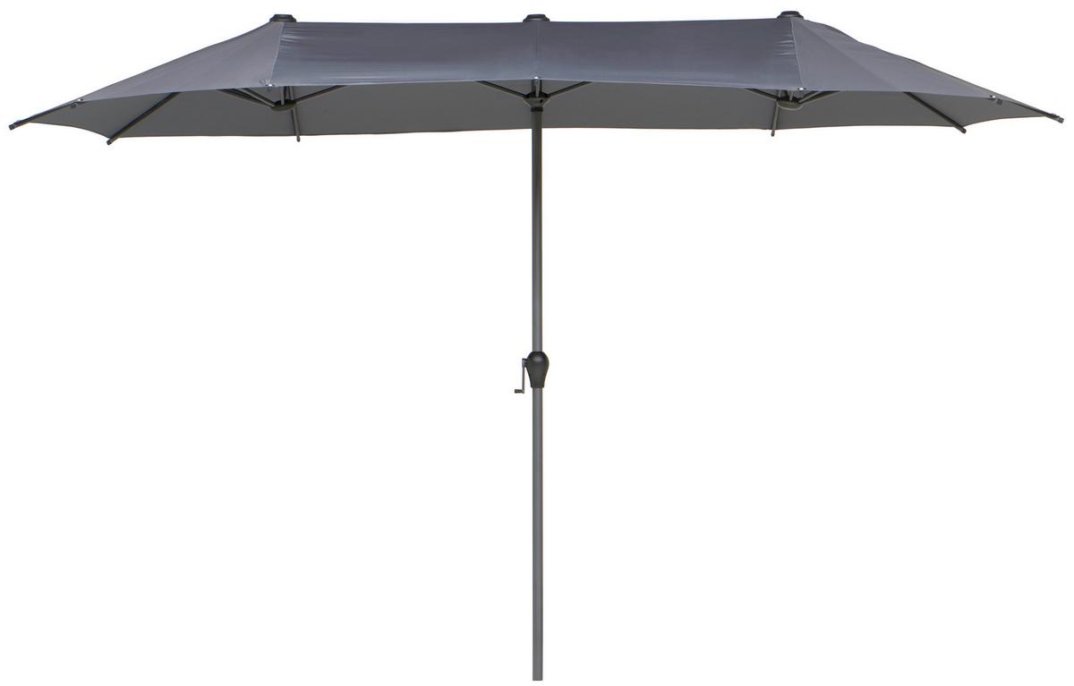 Doppelsonnenschirm Miami BxHxT: 208x400x236 cm Anthrazit - Anthrazit, MODERN, Textil/Metall (208/400/236cm) - Beldano
