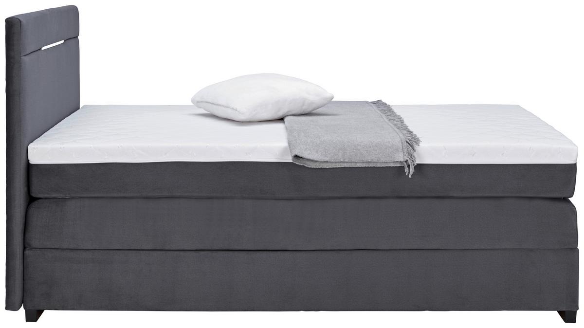 Boxspringbett mit Topper & Bettkasten 140x200 cm Tommy - Graphitfarben, MODERN, Holzwerkstoff/Textil (140/200cm)