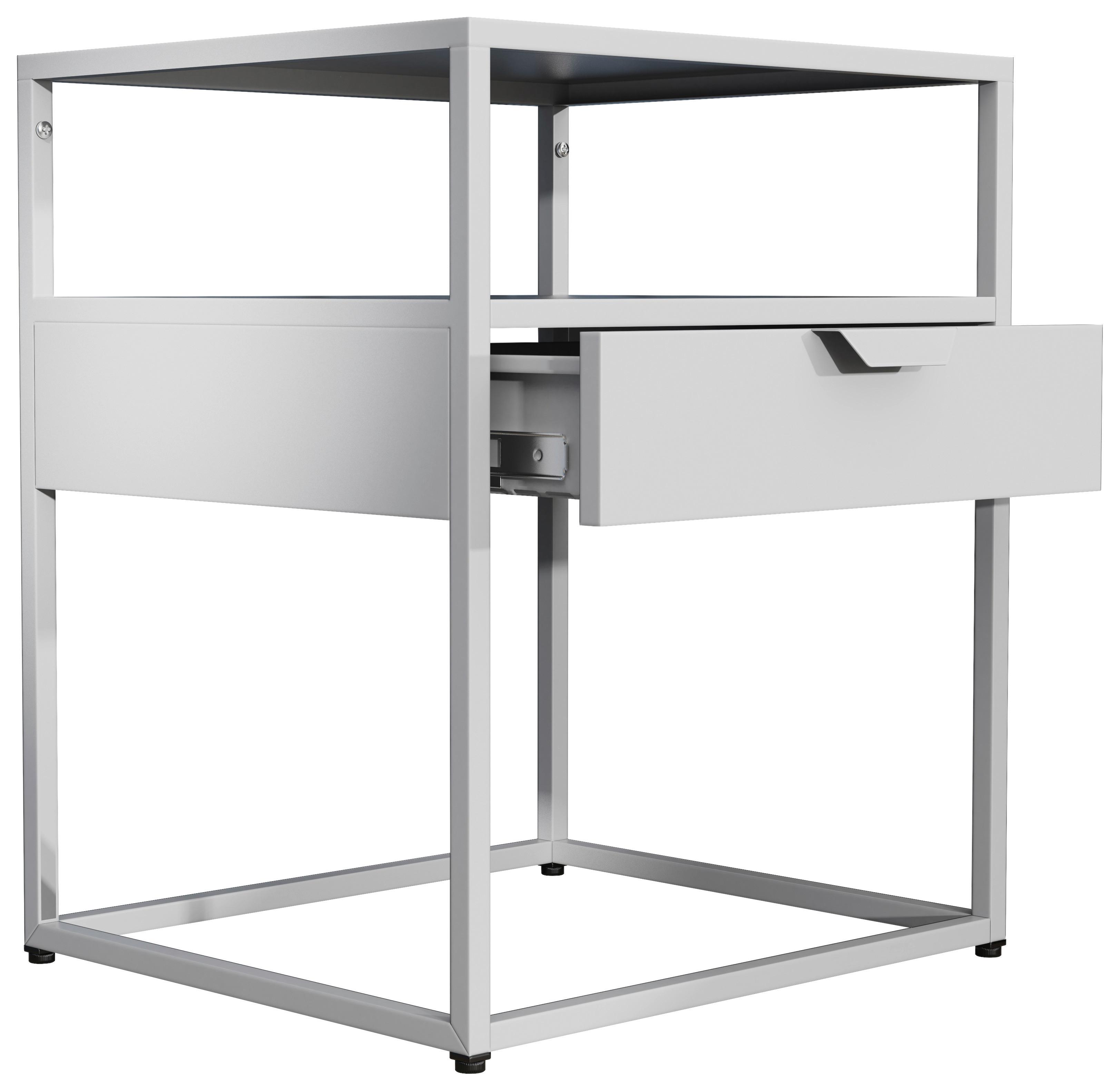 Nachtkästchen Flokas M Weiss - Schwarz/Weiß, MODERN, Holzwerkstoff (45/55/40cm) - MID.YOU