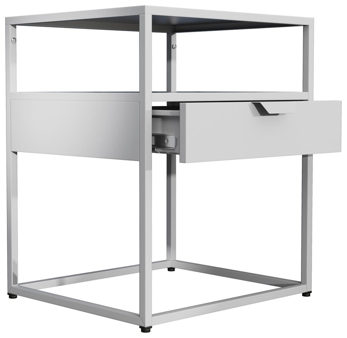 Nachtkästchen Flokas M Weiss - Schwarz/Weiß, MODERN, Holzwerkstoff (45/55/40cm) - MID.YOU