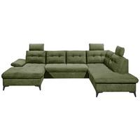 Wohnlandschaft Durban Mit Bettfunktion Olivgrün - Schwarz/Olivgrün, KONVENTIONELL, Textil (170/324/218cm) - MID.YOU